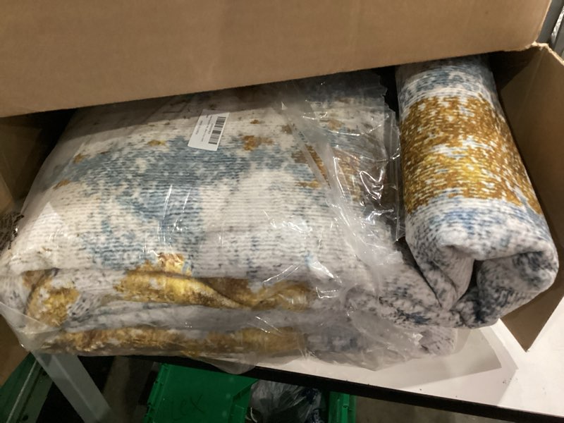 Condition photo showing Good Condition for area rug 8x10 washable rugs modern abstract area rug soft non-slip non-shedding faux wool stain resistant floor carpets for living room bedroom dining room kids room home office (blue, grey, gold) gold/multi 8' x 10' (rectangular)