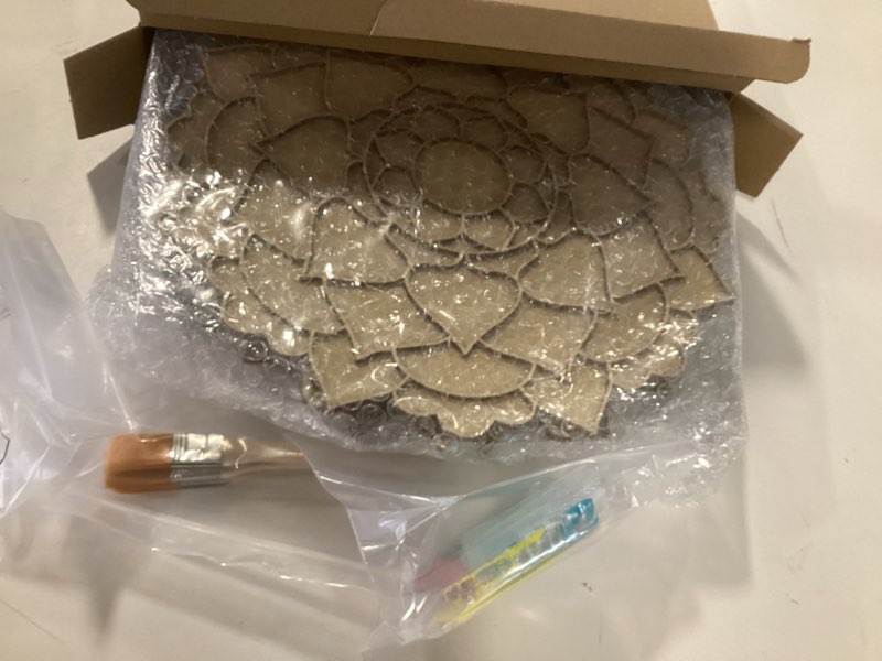 Condition photo showing New/Like New for Weekgrat 9 Pcs 7" 9" 11" Diwali Rangoli Mats for Decoration Wooden Rangoli Stencils DIY Floral Diwali Party Decorative Plates Wood Mandala Kit with Sand for Home Festivals Supplies (Style 1) 9 Style 1