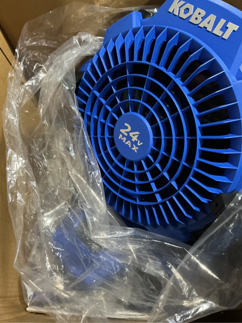 Condition photo showing Good Condition for kobalt 7-in 24-volt 3-speed high velocity indoor/outdoor blue misting floor fan (battery and charger included)