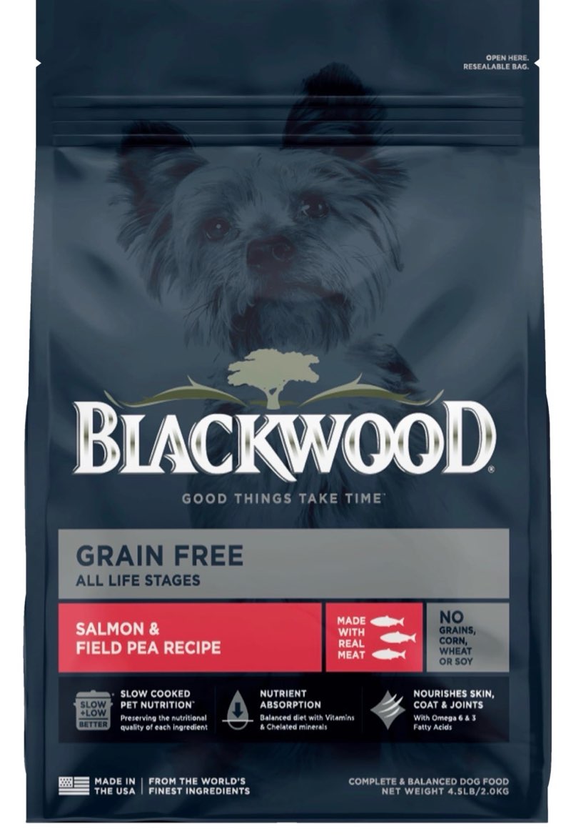 (( Case Pack Of 4))Blackwood Grain Free Dry Dog Food, Salmon & Field Pea Recipe, 4.5 Pound Bag for All Life Stages, Slow Cooked with Vitamins & Minerals for a Balanced Diet(( Best ByOCT/19/2025))