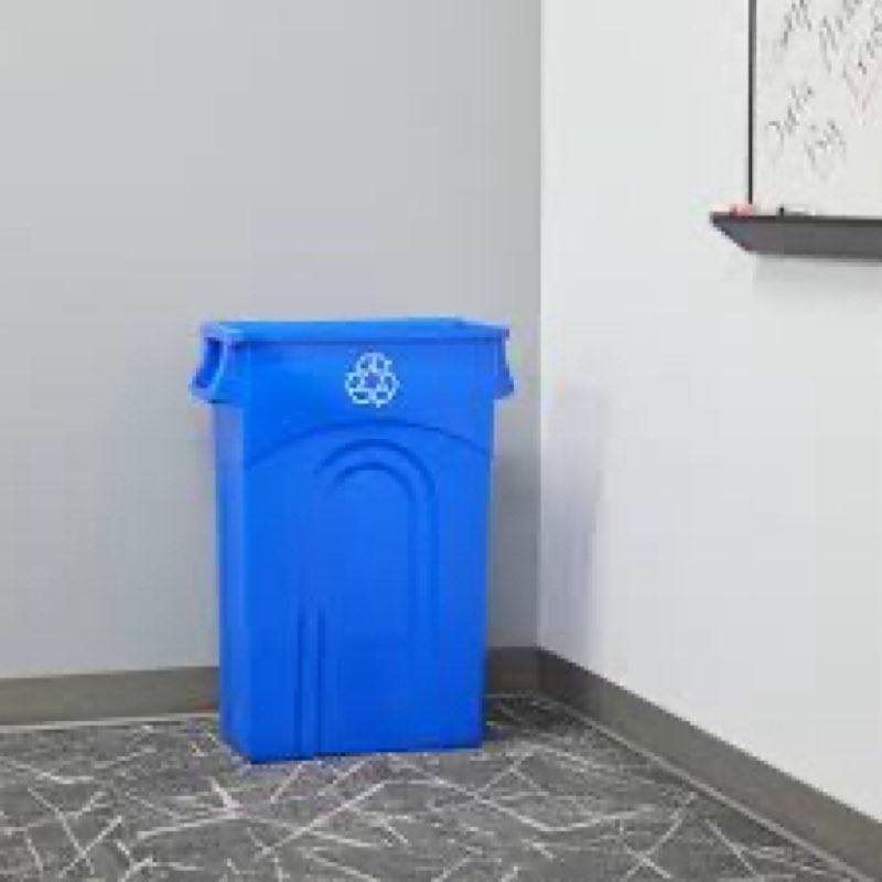 United Solutions Highboy Recycling Bin, 23 Gallon, Space Saving Slim Profile and Easy Bag Removal, Indoor or Outdoor Use, Integrated Handles for Easy Carrying, 1 Pack, Recycle Blue