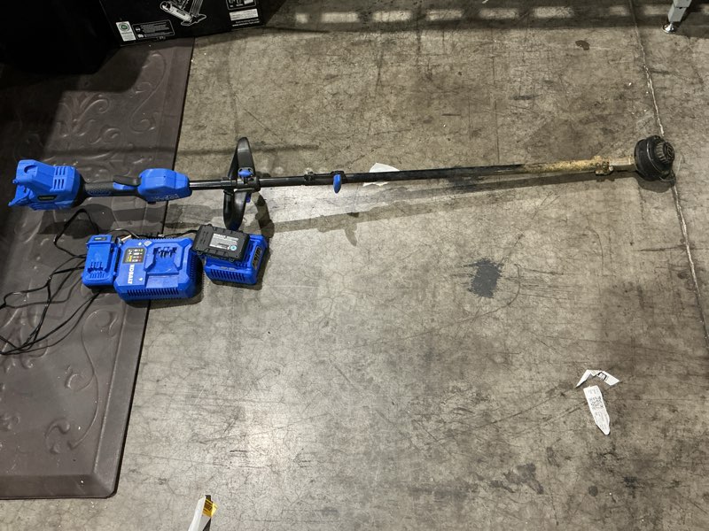 Condition photo showing As Is for kobalt gen4 40-volt straight shaft attachment capable battery string trimmer edger conversion capable 4.0 ah (battery included) (charger included)