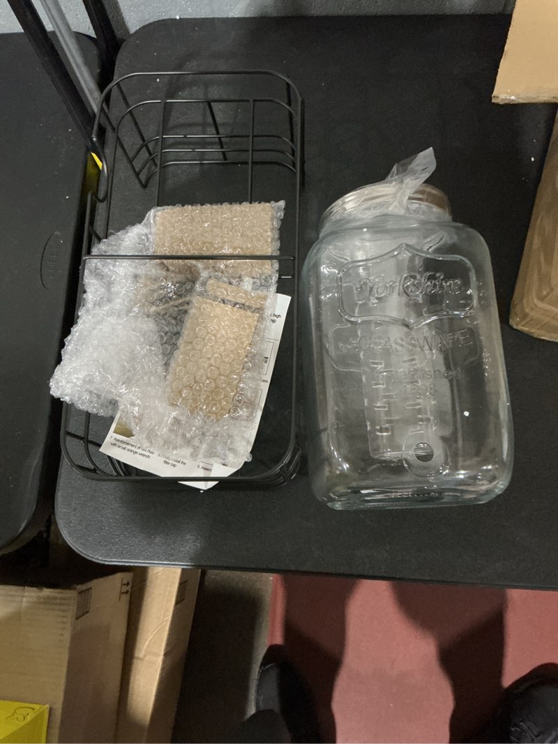 Condition photo showing Good Condition for 2-pack 1.2 gal. glass drink dispensers for parties, beverage dispenser with stand and stainless steel spigot, leakproof