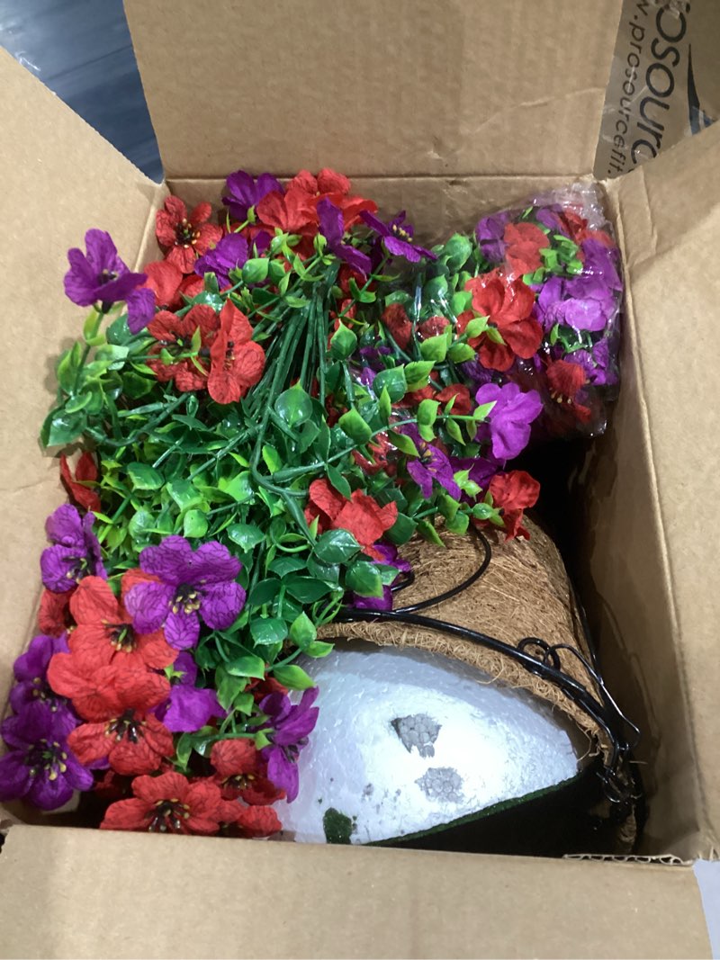 inqcmy artificial hanging flowers with basket for spring outdoor decoration 3 bunches of silk daisy 