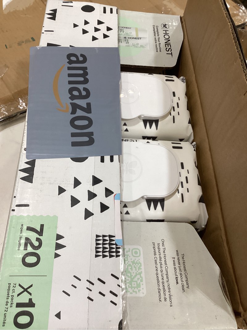 Condition photo showing Good Condition for the honest company baby wipes for sensitive skin, hypoallergenic, fragrance-free, multi-use, pattern play design, 720 count (10 packs of 72) pattern play 72 count (pack of 10)