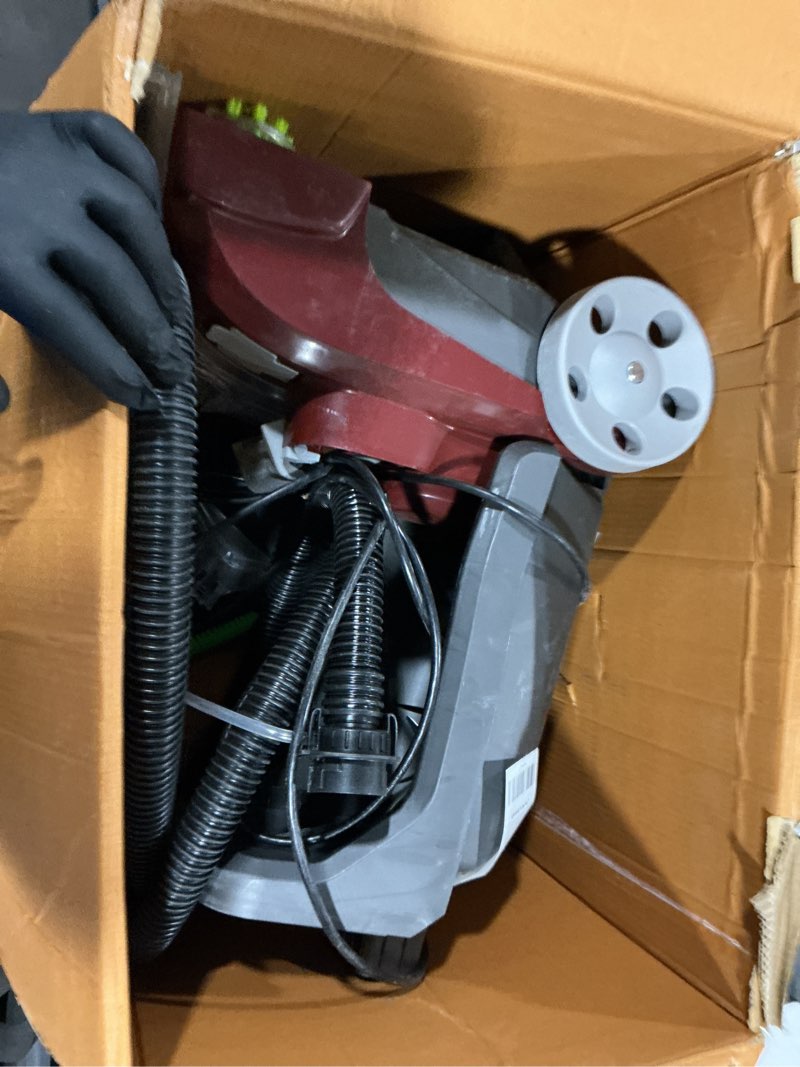 Condition photo showing As Is for hoover powerscrub deluxe carpet cleaner machine, deep cleaning carpet shampooer machine, spinscrub brushes, heatforce drying, pet & upholstery tools, pair with hoover carpet cleaner solution