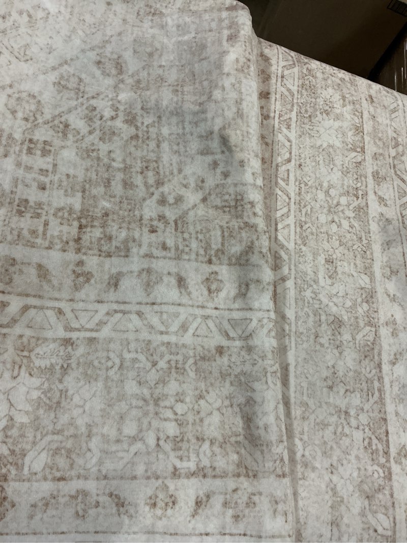 Condition photo showing As Is for 8x10 area rugs for living room: vintage boho neutral washable rug indoor soft large area rug carpet for bedroom nursery farmhouse dining room office floor non-slip low pile under table rug beige 8' x 10' (rectangular) beige