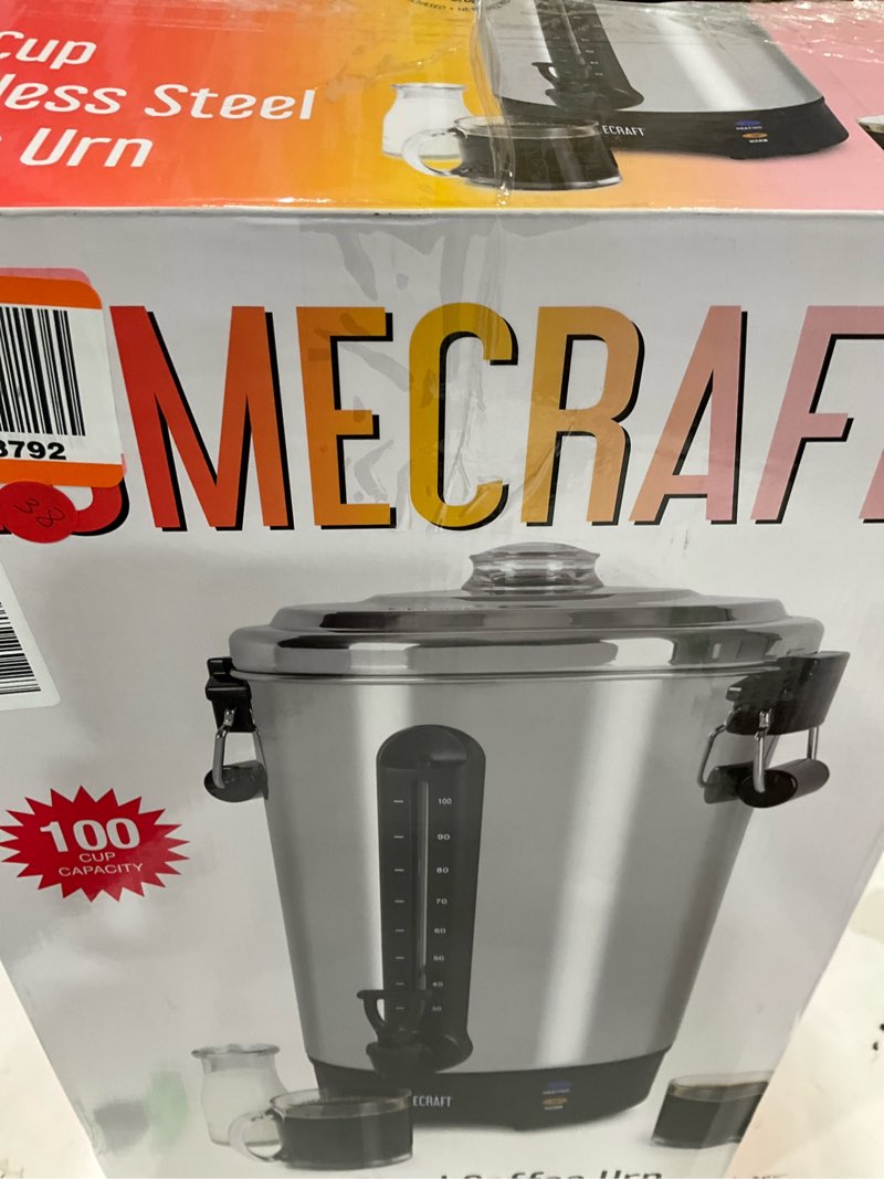 Condition photo showing New/Like New for Homecraft 100-Cup Coffee Urn and Hot Beverage Dispenser with Dripless Faucet, Quick-Brewing, Stainless Steel 100 Cup