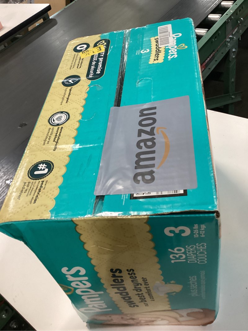 Condition photo showing New/Like New for Pampers Swaddlers Diapers, Size 3 (13-26 lbs), 136 Count, Absorbent, Keeps Baby Dry and Comfortable, Skin Safe Disposable Baby Diaper (Packaging May Vary) Size 3 136