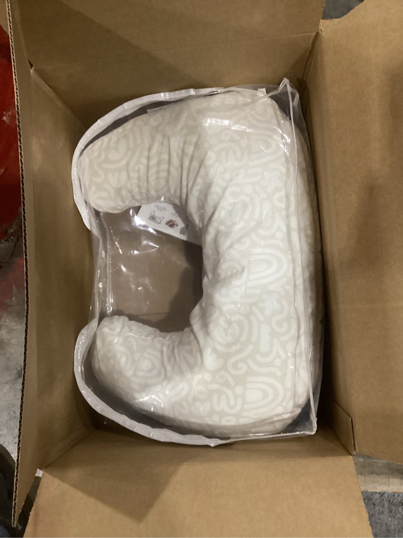 Condition photo showing Good Condition for Boppy Nursing Pillow - Firm, Ergonomic U-Shaped Bottle and Breastfeeding Pillow with High Lift for Comfort and Support, Spacious Surface - Cream Retro Squiggles New Nursing Pillow Cream Retro Squiggles