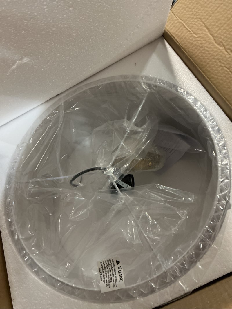 Condition photo showing Good Condition for semi flush mount ceiling light,17.7"modern close to ceiling light fixture with white fabric shade, light fixtures ceiling mount bedroom ceiling light for bedroom foyer kitchen living room(gold) gold c 17.7"