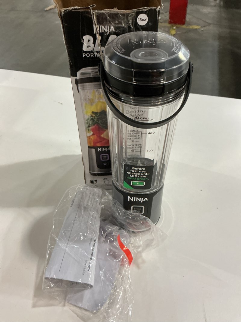 Condition photo showing Good Condition for Ninja BC151BK Blast Portable Blender, Cordless, 18oz. Vessel, Personal Blender-for Shakes & Smoothies, BPA Free, Leakproof-Lid & Sip Spout, USB-C Rechargeable, Dishwasher Safe Parts, Black