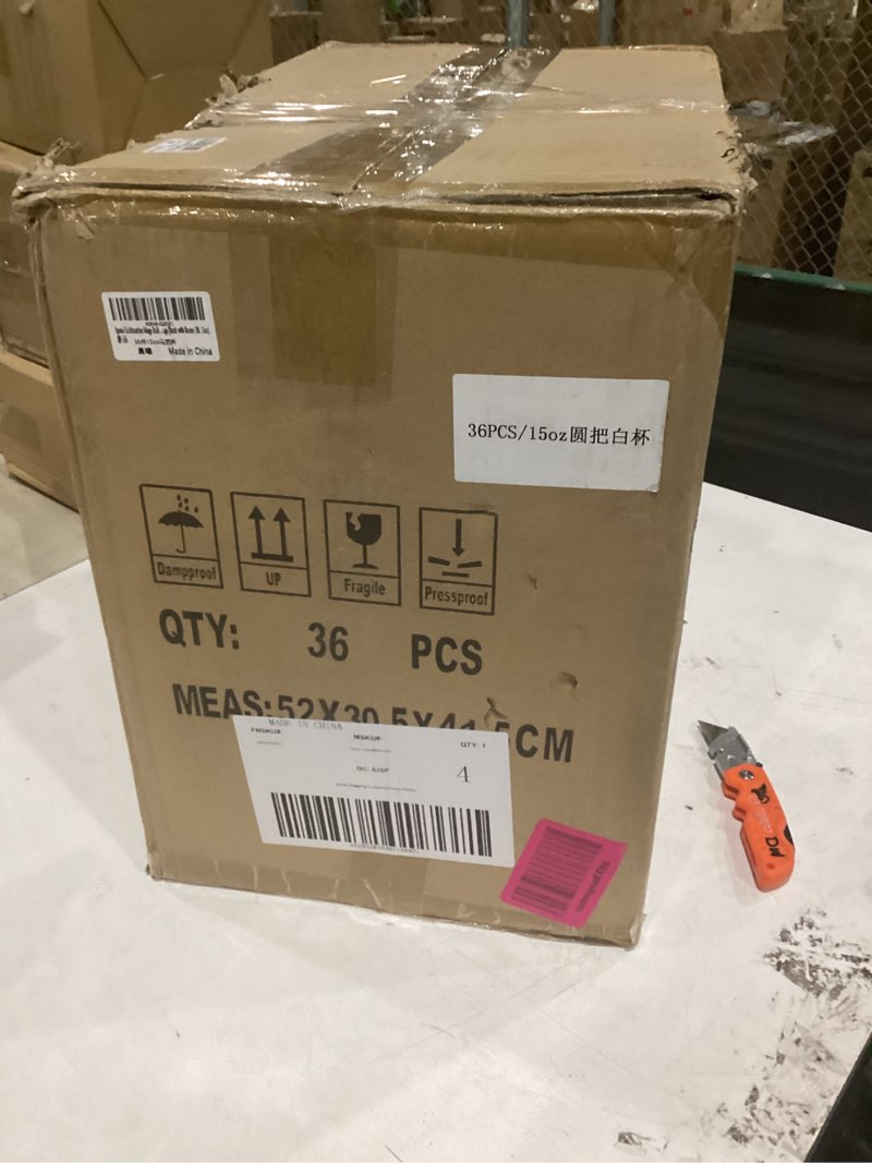 Condition photo showing As Is for lipetol ceramic coffee mugs bulk blanks with boxes (36, 15oz) for sublimation