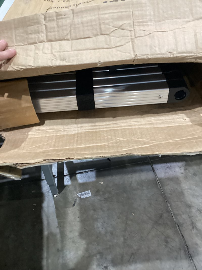 Condition photo showing As Is for 26.2FT Telescoping Ladder with Stabilizer Bar Wheels and Hooks, Multi-Purpose Extension Aluminum Folding Ladder Collapsible Adjustable Telescopic Ladders Extendable Ladder for Homeuse Aluminum 26.2 FT