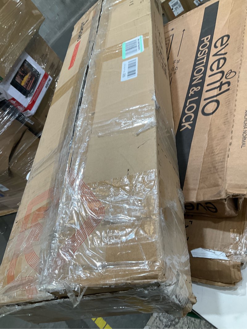 Condition photo showing As Is for WLIVE 7 Drawer Dresser TV Stand, Entertainment Center, Media Console Table with Metal Frame and Wood Top for TV up to 45 inch, Chest of Drawers for Bedroom, Living Room, Black and Rustic Brown