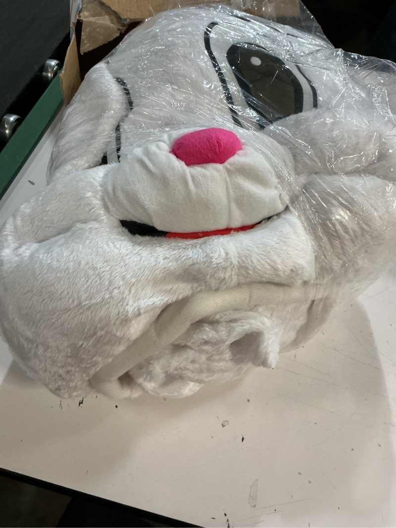 Condition photo showing Good Condition for to.beone easter bunny mascot costume with blue vest and yellow bow tie, adult size rabbit character suit for events and parties