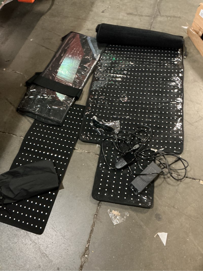 Condition photo showing As Is for red light therapy mat full body, 71"x24" near infrared light therapy pad with 1560 leds & pulse mode, large red light bed blanket for back, joints & muscles wellness support, includes head mask