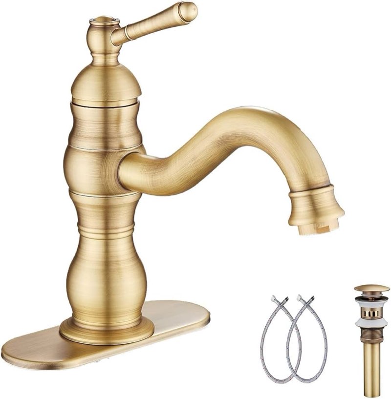 antique brass bathroom faucet ggstudy 360° swivel bathroom vanity faucet single handle one hole bathroom sink faucet basin matching pop up drain with overflow