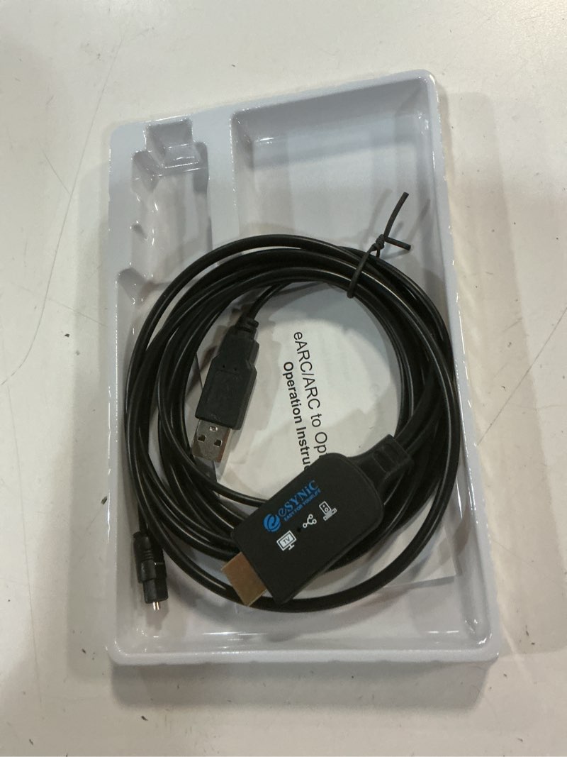 Condition photo showing Good Condition for esynic 192khz earc to optical converter-integrated cable designed-5 ft long-usb powerd earc/arc audio extractor-plug& play-dolby5.1 & dts 5.1 formats-only from hdtv to optical soundbar-no cec