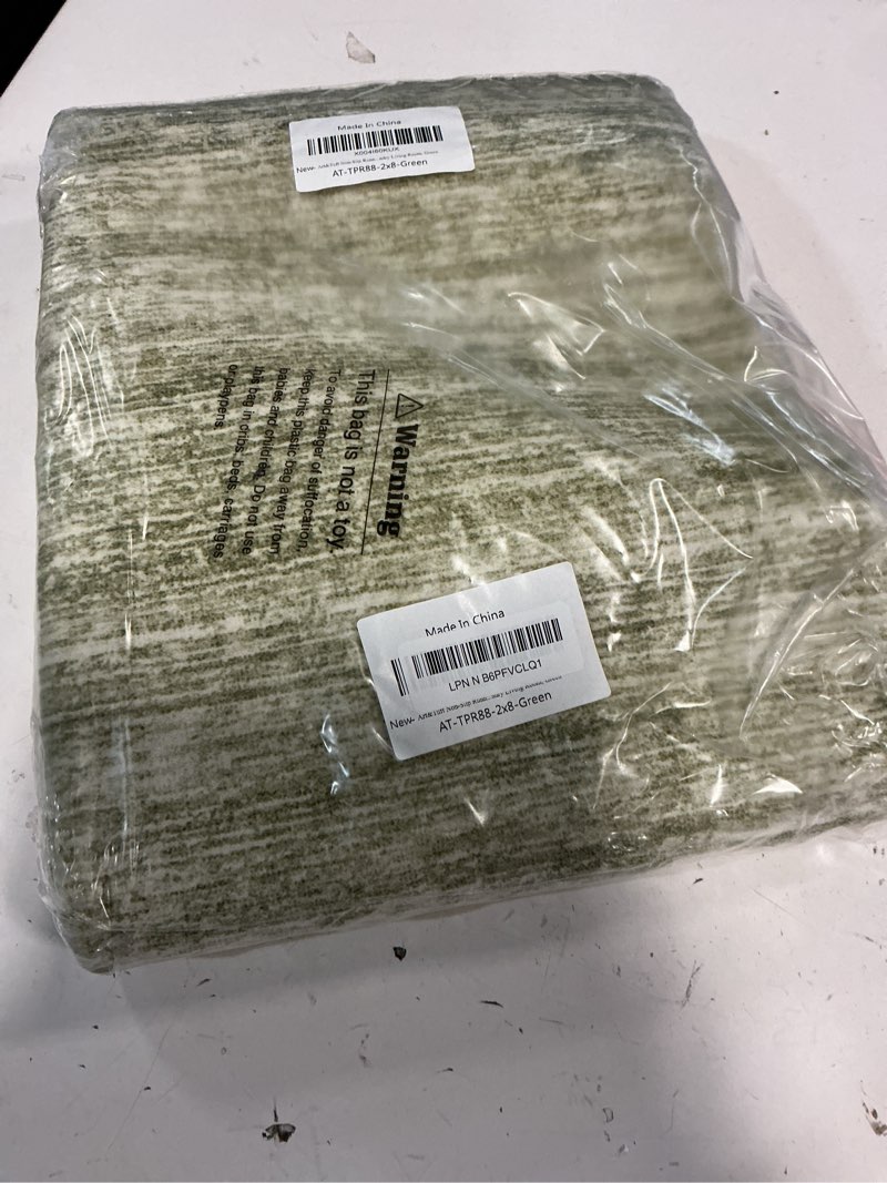 Condition photo showing Good Condition for Art&Tuft Non-Slip Runner Rug - 2x8 Runner Rug Washable Low-Pile Rugs Runners, Soft Distressed Carpet Runner for Bedroom Bathroom Kitchen Laundry Living Room, Green Stripe-green 2' x 8'