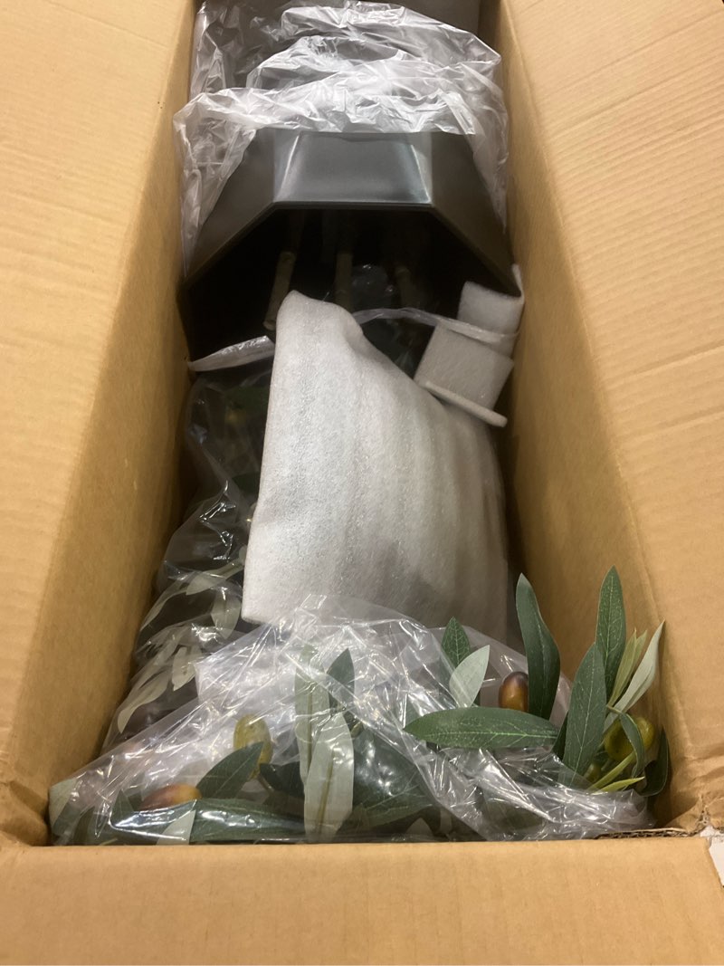 Condition photo showing New/Like New for Artificial Olive Tree 5FT - Faux Plant with Black Diamond Planter - Tall Fake Olive Floor Plant Potted - Artificial Silk Tree for Home Office Living Room Decor Indoor