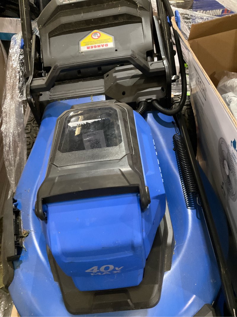 Condition photo showing As Is for kobalt gen4 40-volt, (1) 6 ah 20-in push lawn mower battery walk mower,