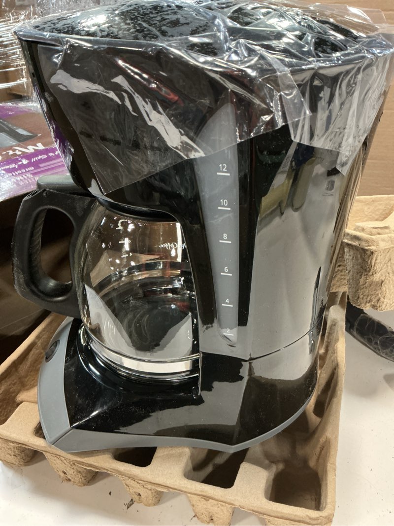 Condition photo showing Good Condition for Mr. Coffee Black Coffee Maker, 12 Cups, with Auto Pause and Glass Carafe, Perfect for Home and Office Use