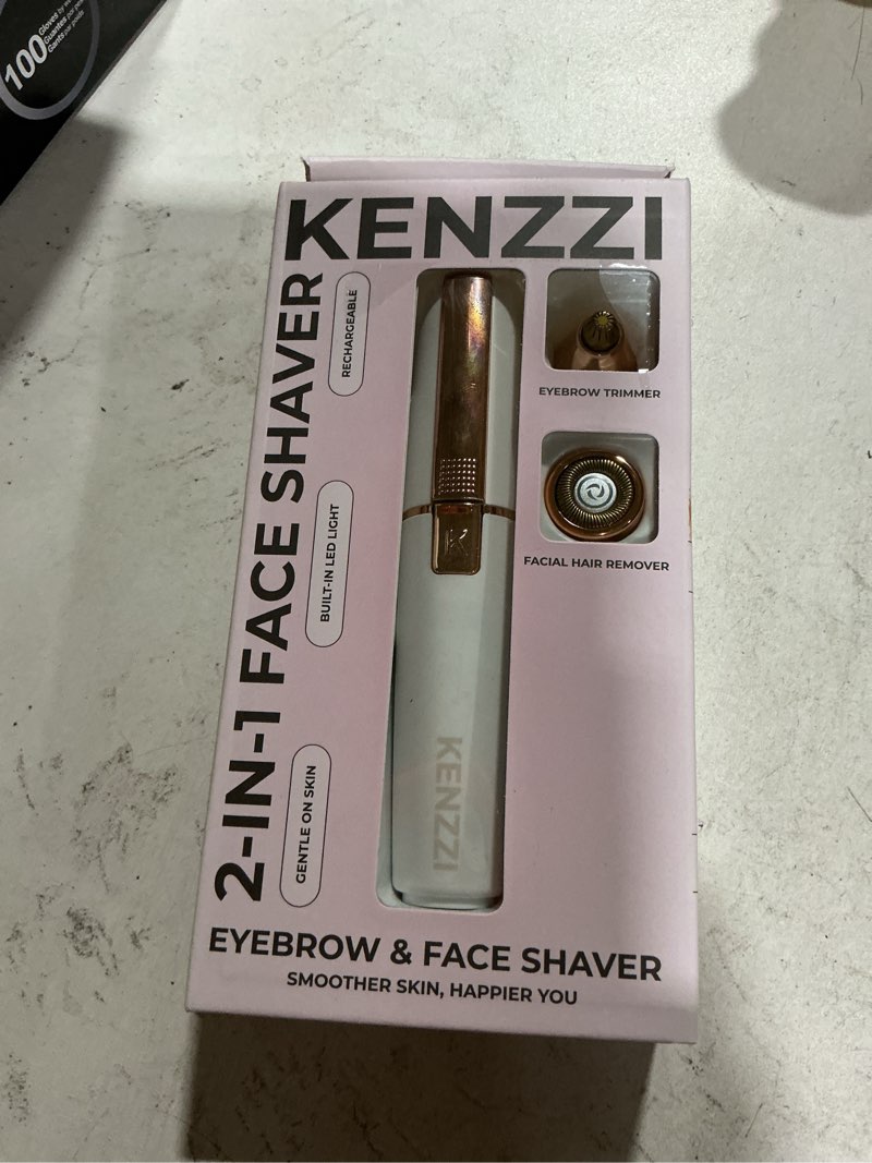 Condition photo showing Good Condition for kenzzi 2-in-1 rechargeable women’s face electric shaver and facial hair remover with eyebrow trimmer, white and rose gold