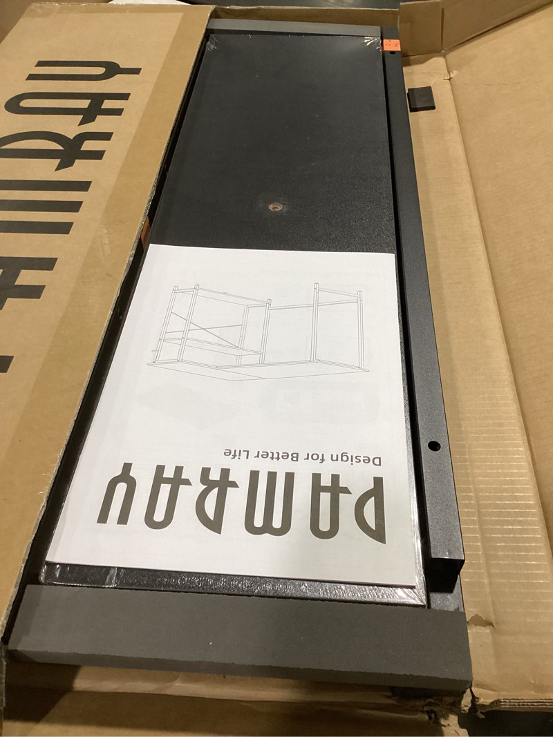 Condition photo showing Good Condition for Pamray 43 Inch L Shaped Computer Desk with Reversible Side Storage Shelves, Small Corner Desk for Small Space Home Office,Writing Study Table Gaming PC Desk for Bedroom,Black Black 43 inch