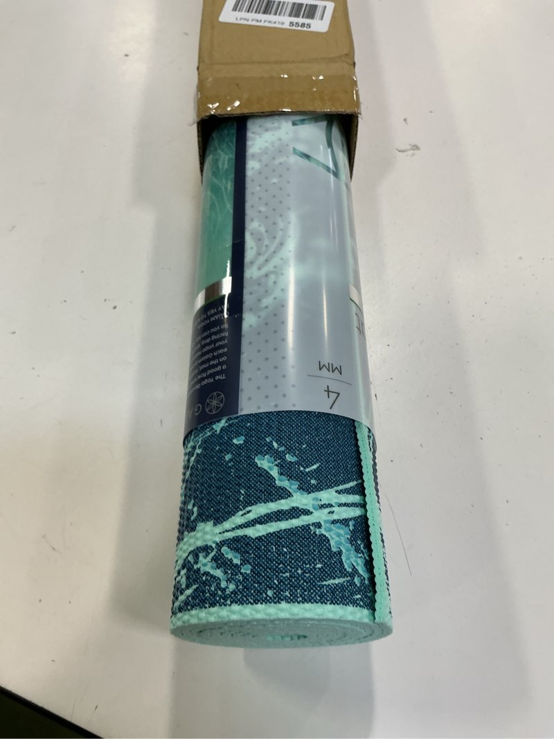 Condition photo showing New/Like New for Gaiam Yoga Mat Classic Print Non Slip Exercise & Fitness Mat for All Types of Yoga, Pilates & Floor Workouts, Whirling Whisper, 4mm