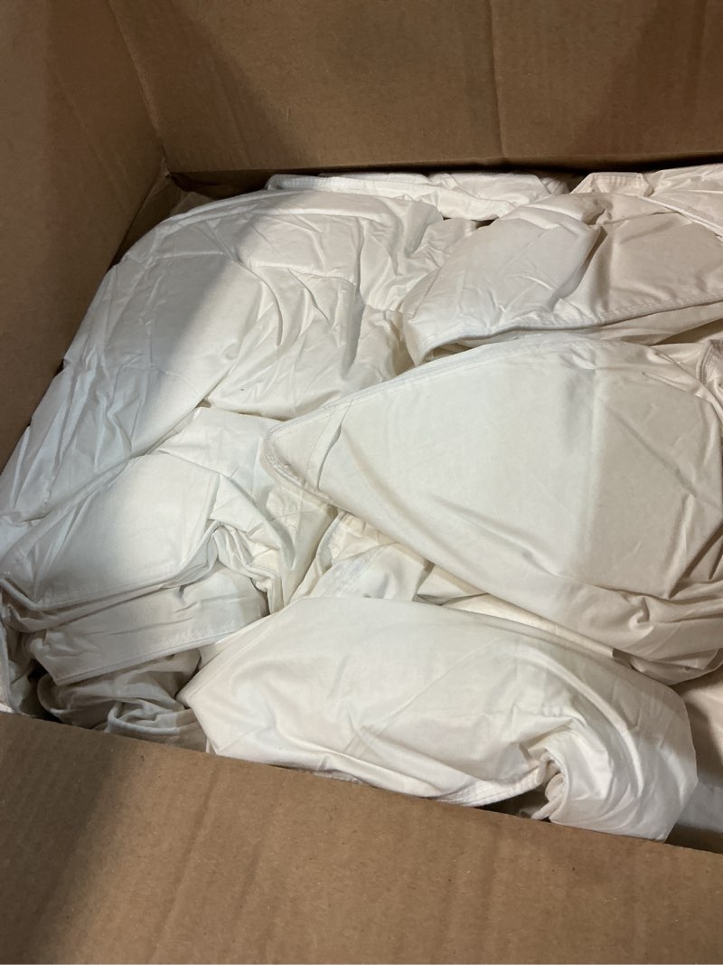 Condition photo showing As Is for goose down fiber comforter king size – all-season hotel quality duvet insert, high fill power, ultra soft 100% cotton, box-stitched, breathable, lightweight luxurious white bedding, 90"x 106"