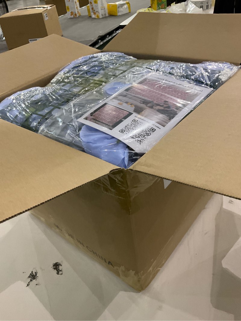 Condition photo showing As Is for Artificial Flower Wall Panel 15*15inches -12 Pack Silk Rose Hydrangea 3D Flower Wall Décor Backdrop for Wedding Arrangement Wall Background Party Panel Decorations UV Protected Handmade -Light Blue Light Blue-12pcs 15inch