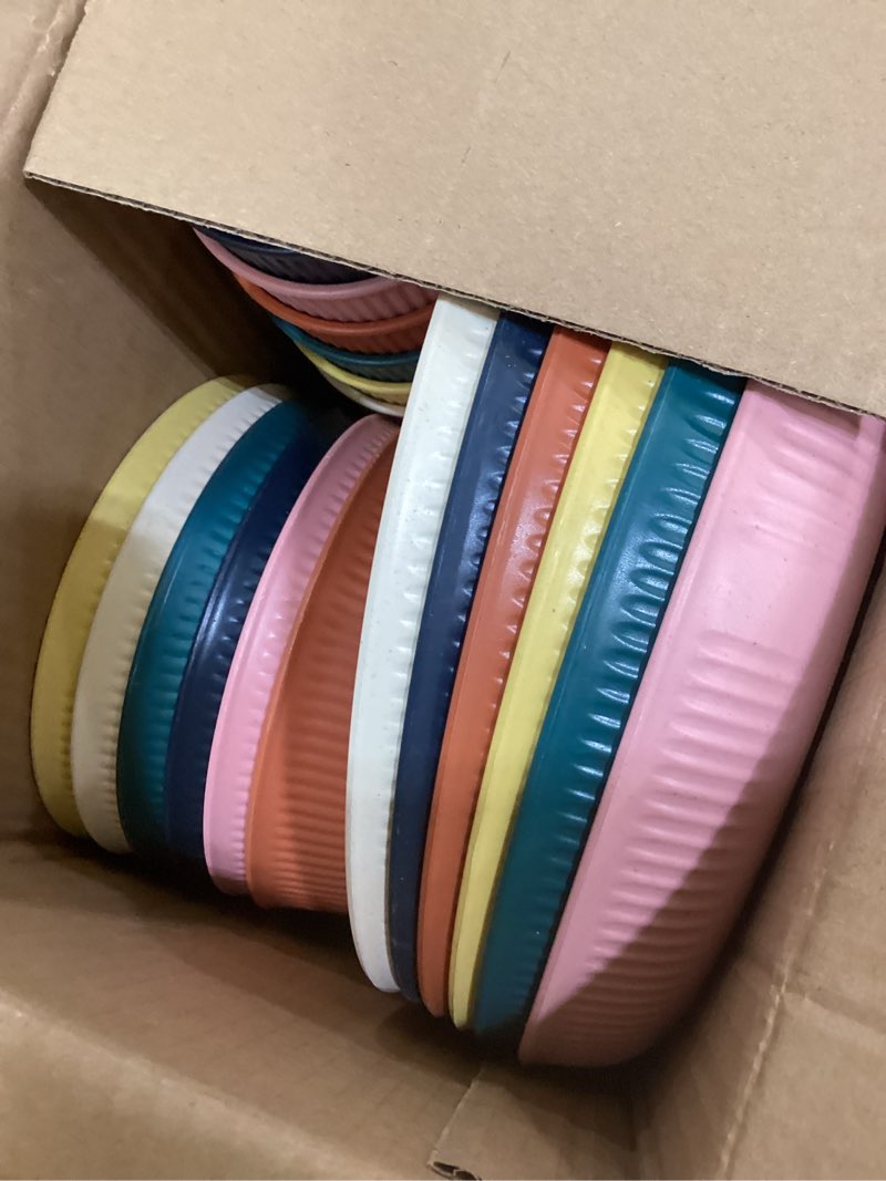 Condition photo showing Good Condition for 18pcs wheat straw dinnerware sets for 6, unbreakable dinnerware sets,dishwasher & microwave safe, reusable wheat straw plates, bowl set and cup set, kitchen outdoor travel camping