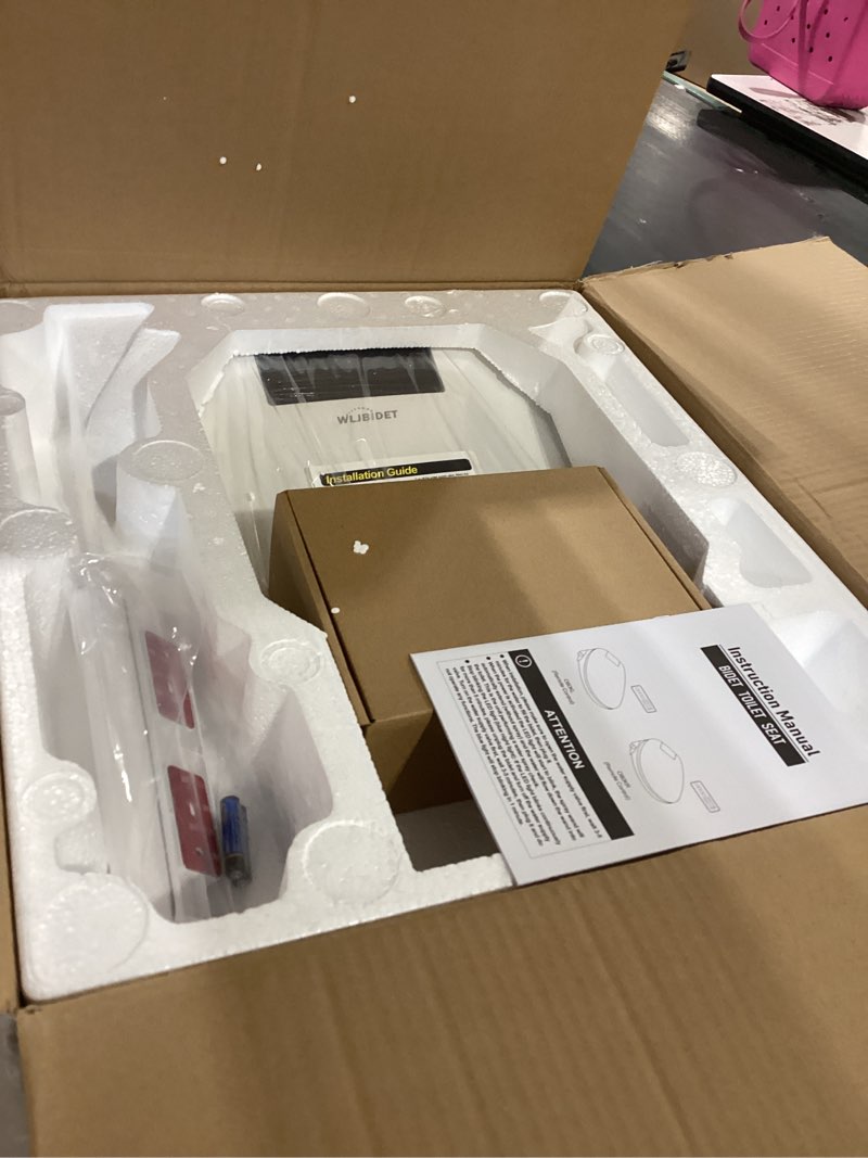 Condition photo showing Good Condition for bidet toilet seat with remote control, electronic heated bidet seat with adjustable warm water and pressure, warm air drying, display screen, night light, slow closed toilet lid, round