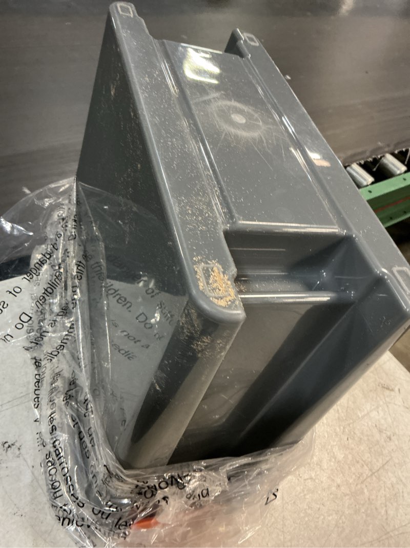 Condition photo showing As Is for traeger grills bac637 stay dry pellet storage bin with locking lid, 22lb capacity wood pellet container with flavor stickers, stackable design, airtight storage for grill pellets dry pellet bin