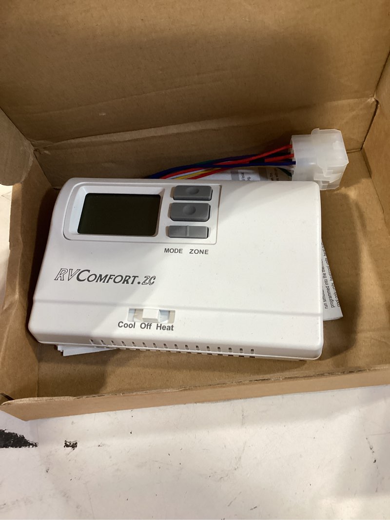 Condition photo showing As Is for 8330d3351 rv digital thermostat, replacement for coleman 8330d3351 / 8330a335 / 8330b3351, heat/cool wall mount thermostat for camper trailer motorhome, white