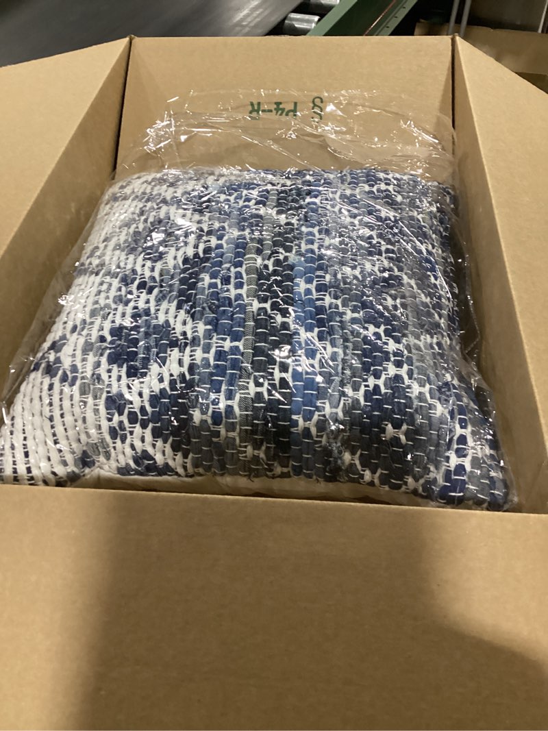 Condition photo showing Good Condition for saro lifestyle nautica collection diamond chindi throw pillow cover, 18" x 18", blue blue 18" x 18" (pack of 1) saro lifestyle diamond chindi throw pillow