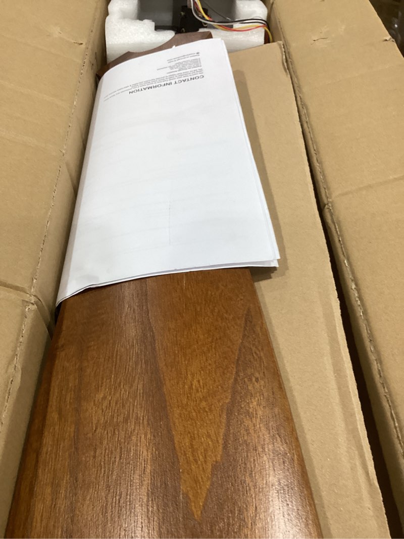 Condition photo showing As Is for 52” Wood Ceiling Fans with Lights and Remote, Dimmable, Outdoor Ceiling Fan with Light, 3 Blade Ceiling Fans for Patio, Living Room, Bedroom, Reversible DC Motor, Memory Function(Black Walnut) Black Walnut 3 Blades 52 inch