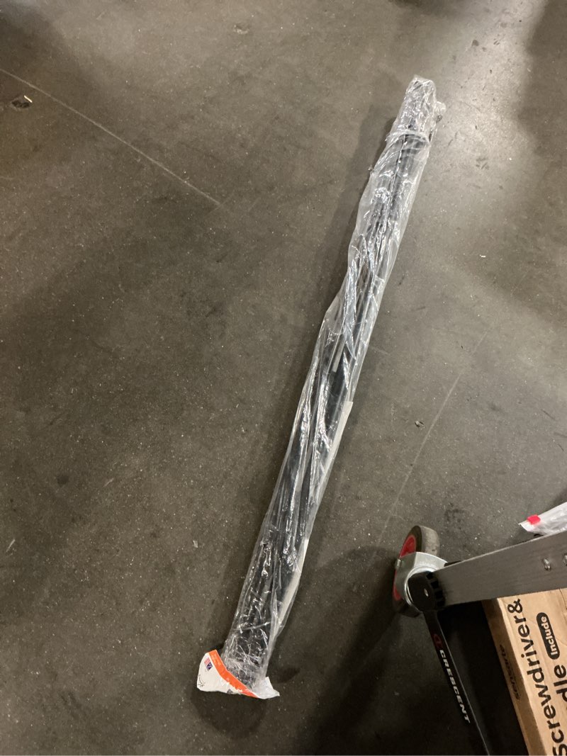Condition photo showing As Is for kenney weaver 90-in to 130-in black steel single curtain rod with finials