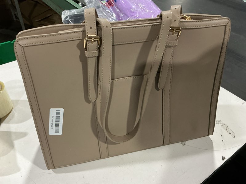 Condition photo showing Good Condition for lovevook laptop tote for women - 15.6 inch lightweight pu laptop bag, large capacity computer bag with clutch purse for business, work, travel, school, casual (cinnamon, 15.6 inch) cinnamon 15.6 inch