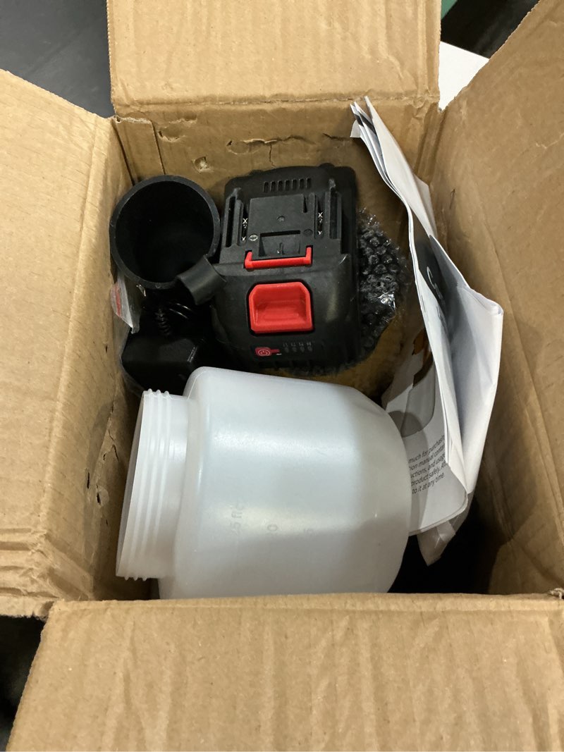 Condition photo showing Good Condition for cordless paint sprayer with battery,spray paint gun with 2 of 2000mah 2 of 800ml containers 3 copper nozzles, electric paint sprayer gun for house painting furniture cabinets fence yellow
