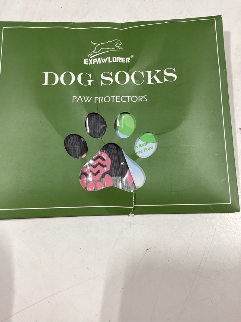 Condition photo showing New/Like New for expawlorer 6pcs anti-slip dog socks to prevent licking paws,dog shoes for hot pavement,best paw protector traction control on hardwood floor,dog booties for puppy small medium large senior dogs x-small (6 count) pink and grey