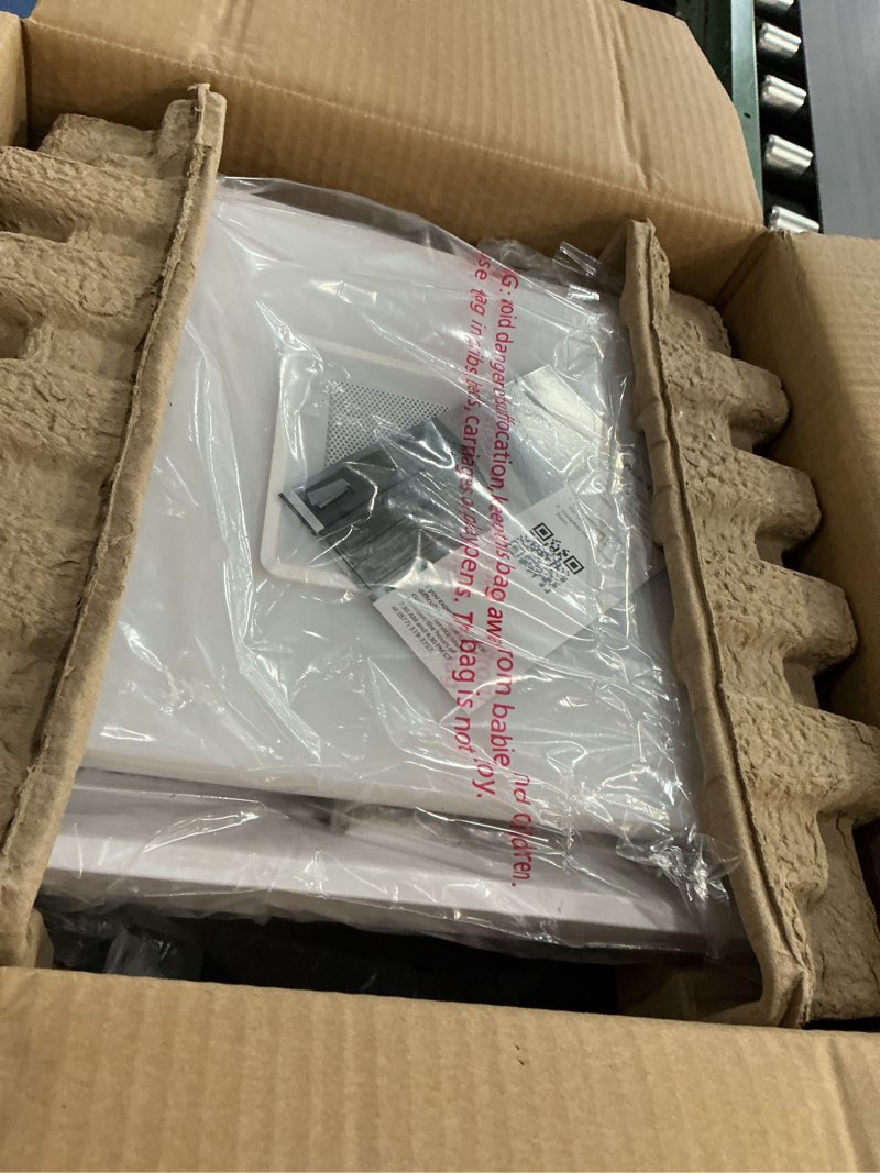 Condition photo showing As Is for homewerks 1.5-sone 110-cfm white decorative lighted bluetooth compatibility bathroom fan