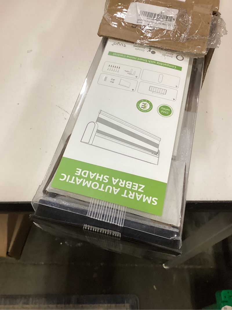 Condition photo showing New/Like New for DENFOON Motorized Zebra Blinds, Solar Powered Dual Layer Automatic Shades with Remote Control, Rechargeable Smart Blinds Horizontal Wireless Electric Shades for Windows, Custom Size, White? 35 x 72 White 35"W x 72"H