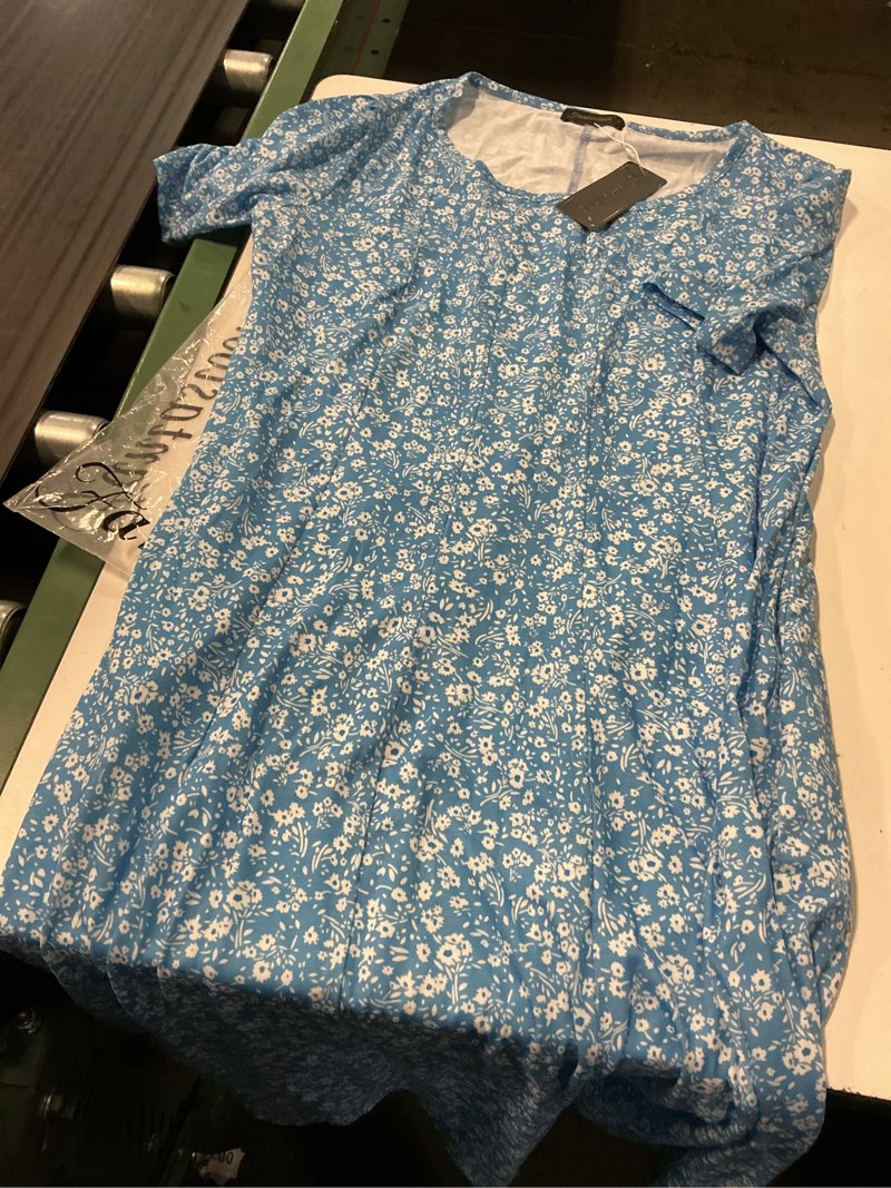 Condition photo showing New/Like New for (size xl)fantaslook summer dresses for women casual short sleeve pleated dress flowy floral dress with pockets flare midi sundress