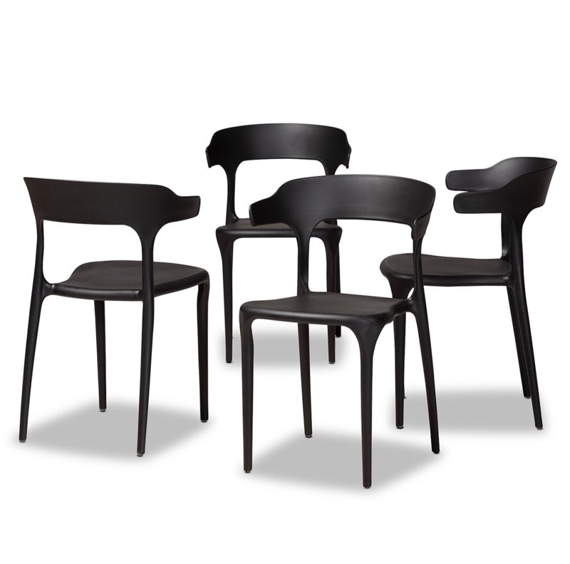 Baxton Studio Gould Dining Chair 4-piece Set, Black