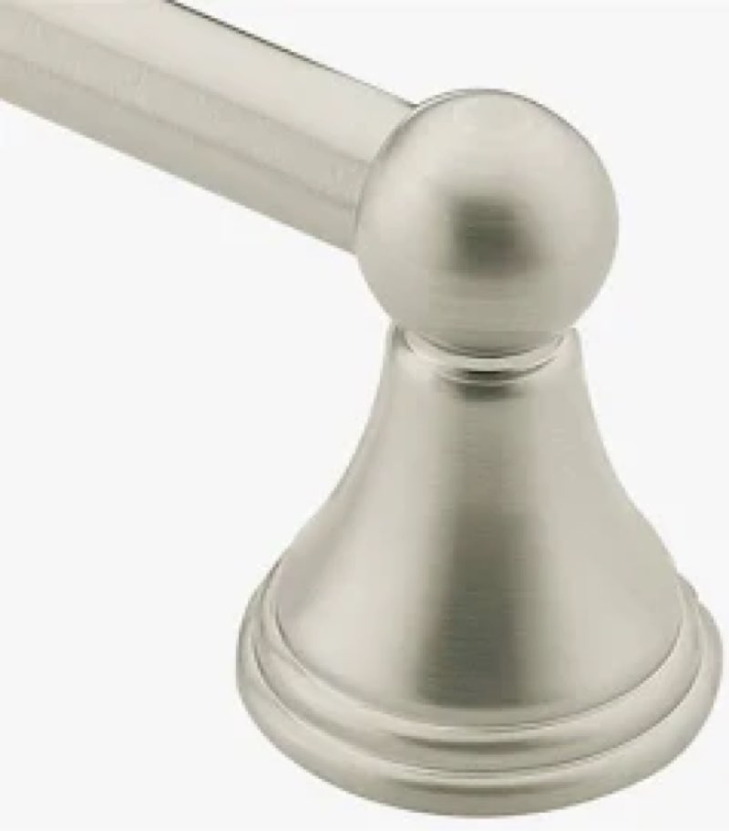 moen preston brushed nickel 24-inch single wall mounted bathroom towel bar, dn8424bn