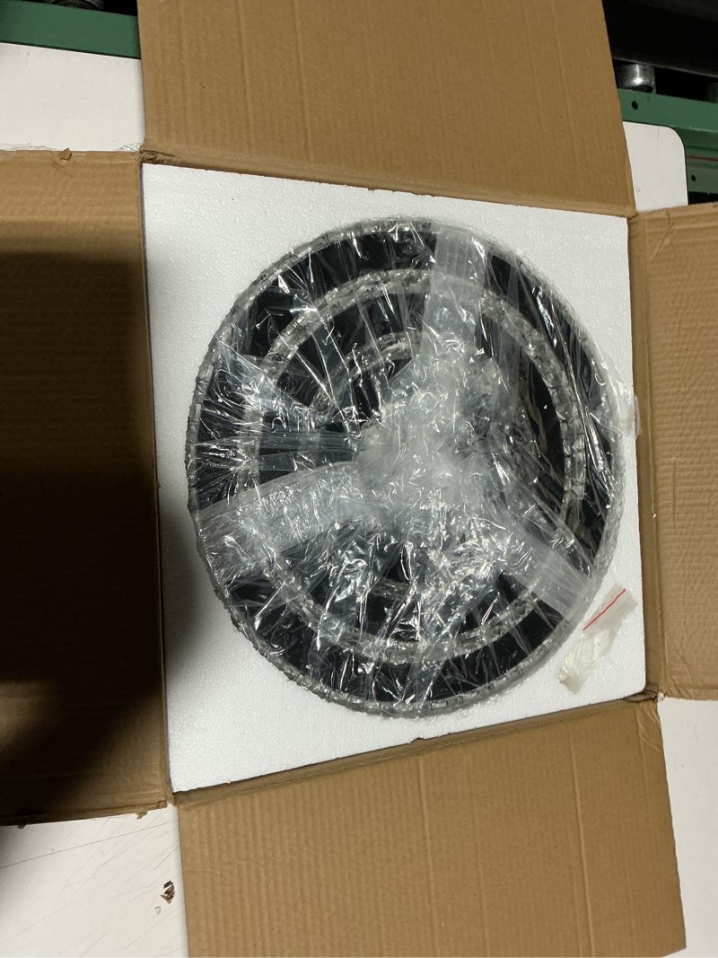 Condition photo showing New/Like New for dimmable black modern led crystal chandeliers 3 rings pendant light adjustable height ceiling lamp for dinning room bedroom living room (dimmable)