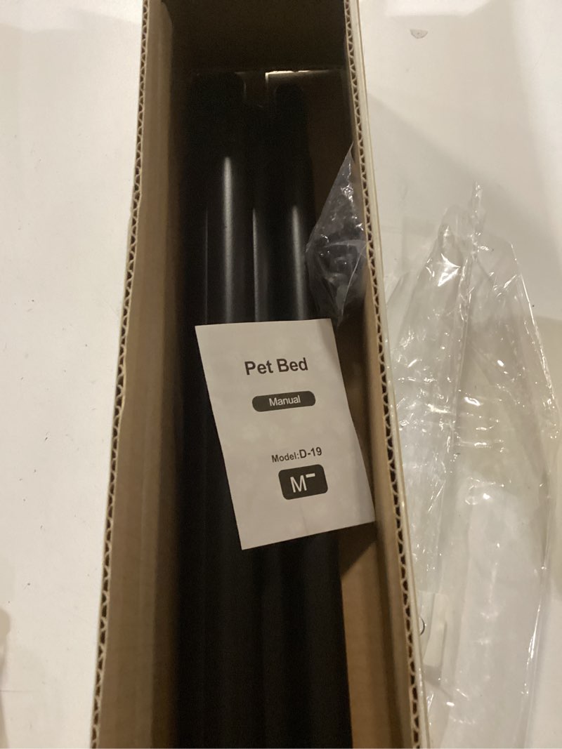 Condition photo showing As Is for Elevated Raised Outdoor Dog Bed - Cooling Lifted Outside Dogs Cot Bed with Non-Slip Feet Dog Hammock Bed with Stainless Steel Frame Portable Puppy Pet Bed for Indoor & Outdoor Grey (M-):34'' x 20'' x 6''