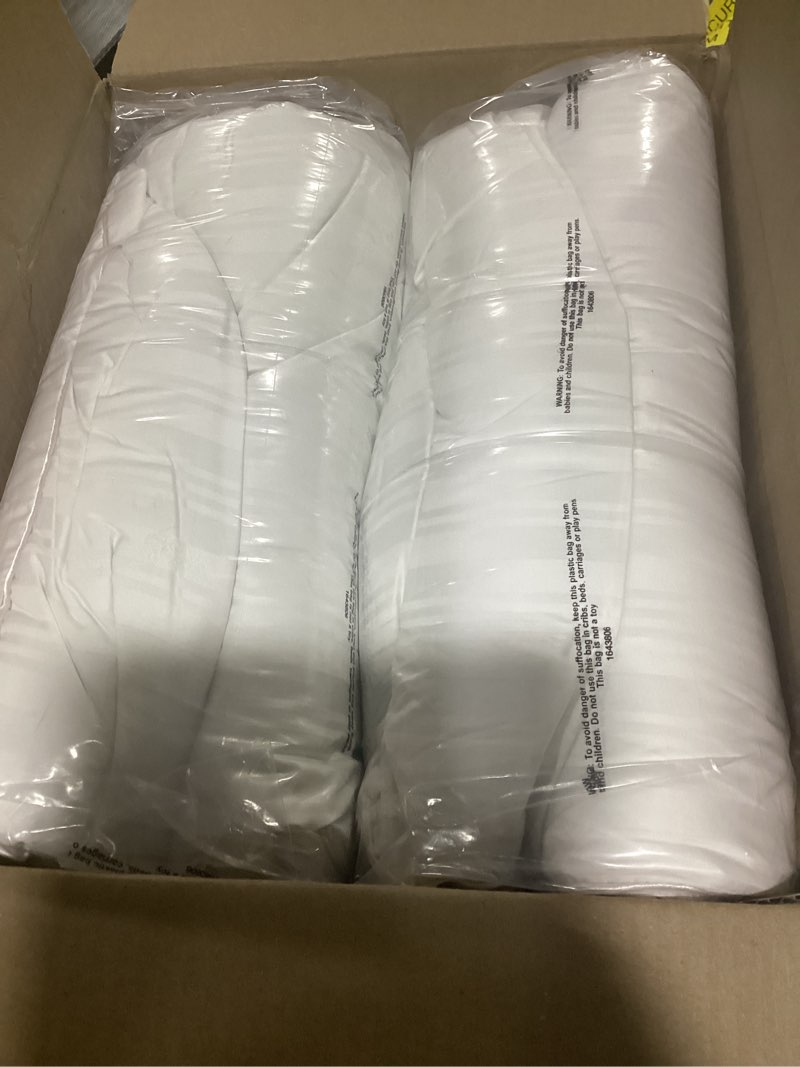 Condition photo showing As Is for serta down illusion soft hypoallergenic medium/firm bed pillows for side, stomach or back sleepers (2 pack), queen, white white standard/queen medium/firm